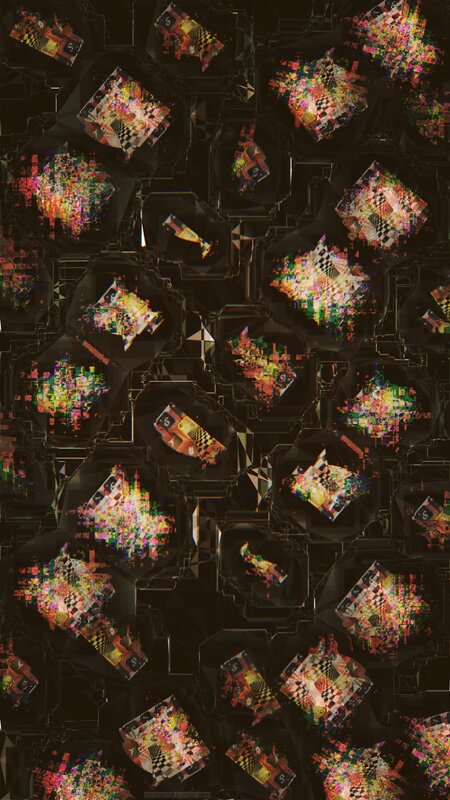Glitch Art Pattern — Black, Chaotic, Digital Art