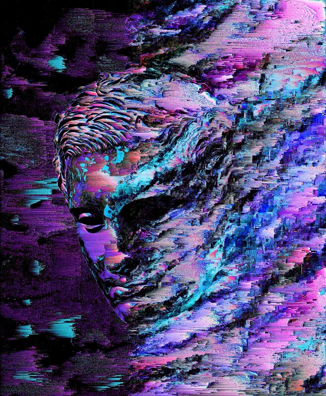 Glitch Art Portrait — Purple