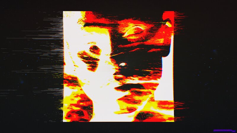 Glitch-art Portrait — Red, Distorted