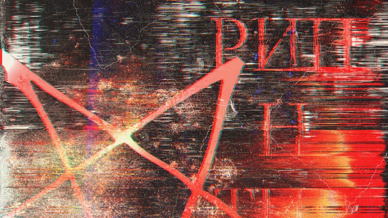 Glitch Art with Red Symbols