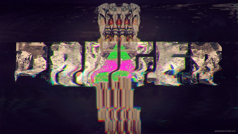 Glitch Art with Text — Black, Distorted, Digital Art, Glitch Effect