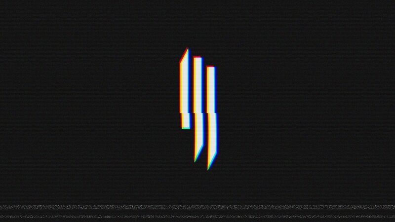 glitch logo on black