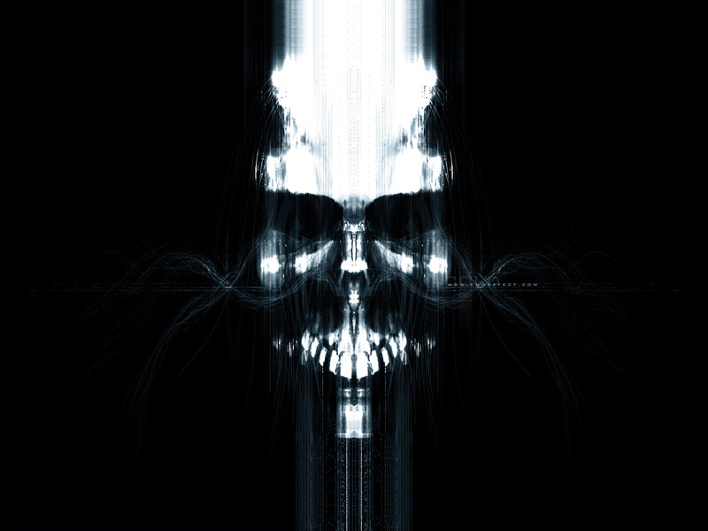 glitch skull digital art