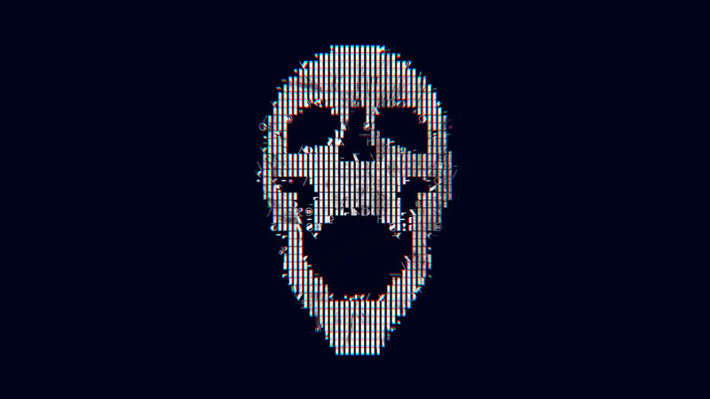 Glitch Skull Pattern — Black, Dark