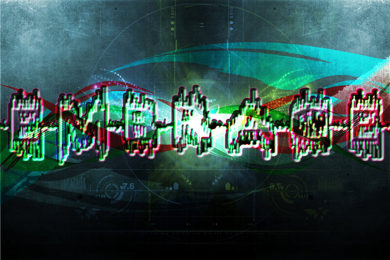 Glitch Text on Digital Background