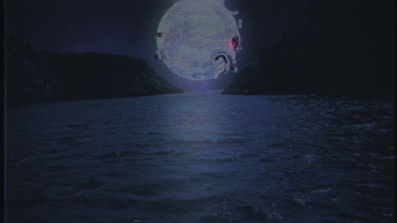 Glitching Moon over Water