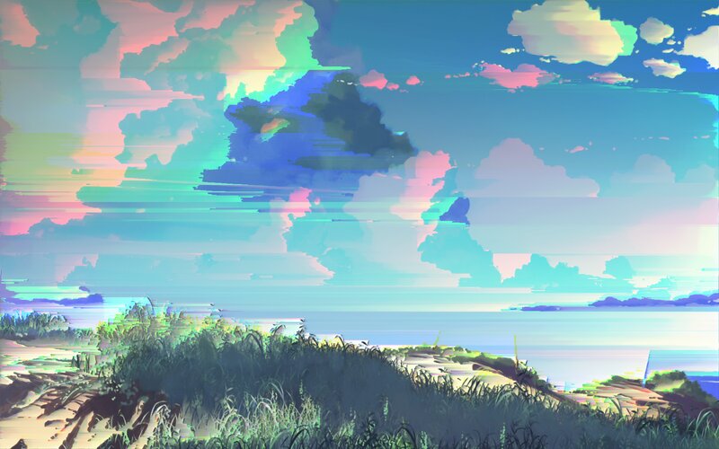 Glitchy Coastal Landscape