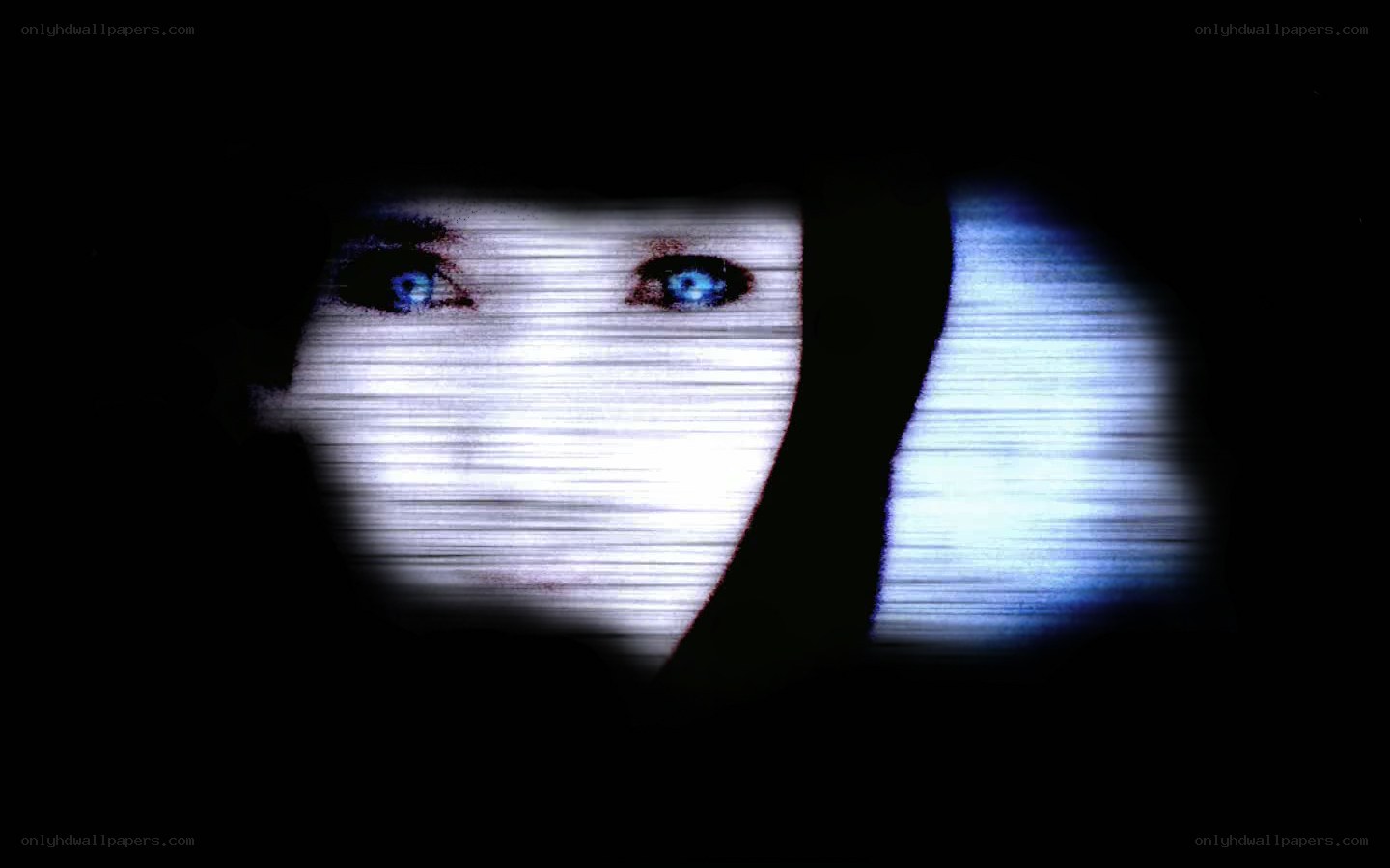 glitchy eyes in darkness