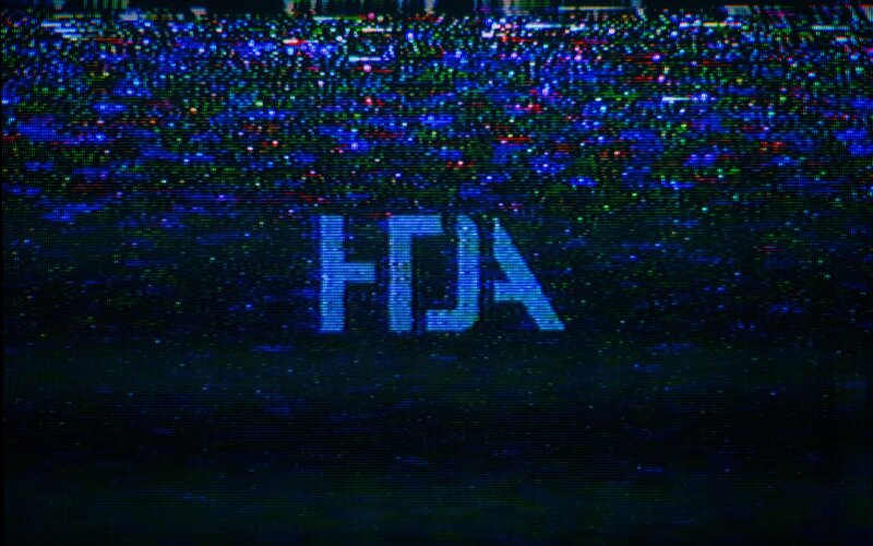 Glitchy FDA logo on screen