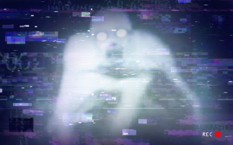 Glitchy Figure in Dark Room
