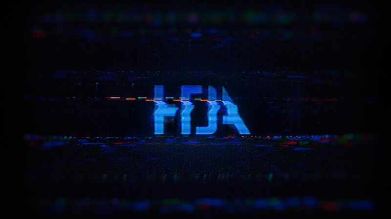 glitchy HSA text on dark background