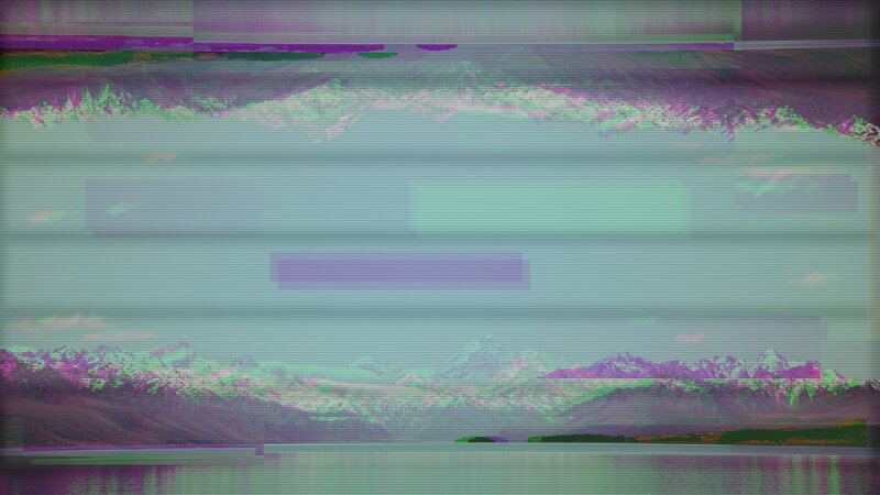 Glitchy Landscape Scene — Green