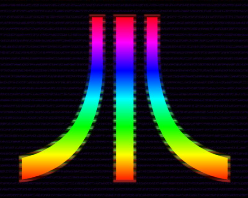 glitchy rainbow logo