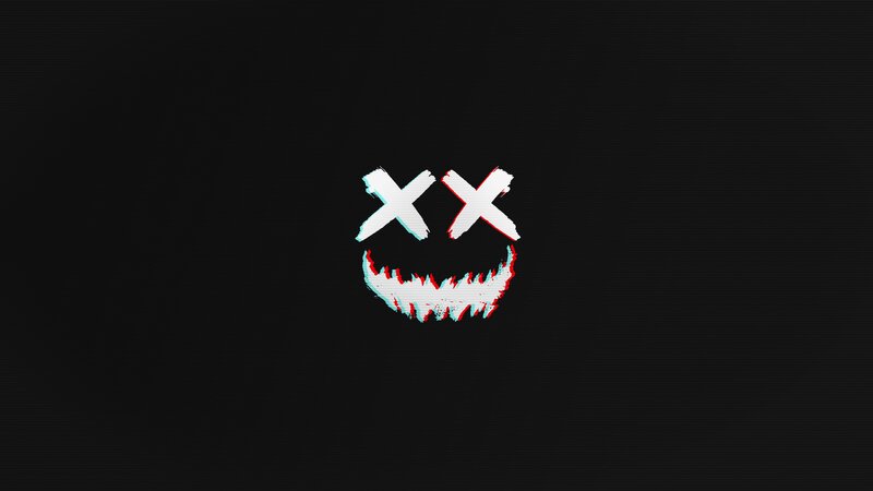 Glitchy Smiley Face — Black