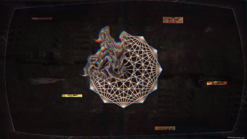 Glitchy Wireframe Figure
