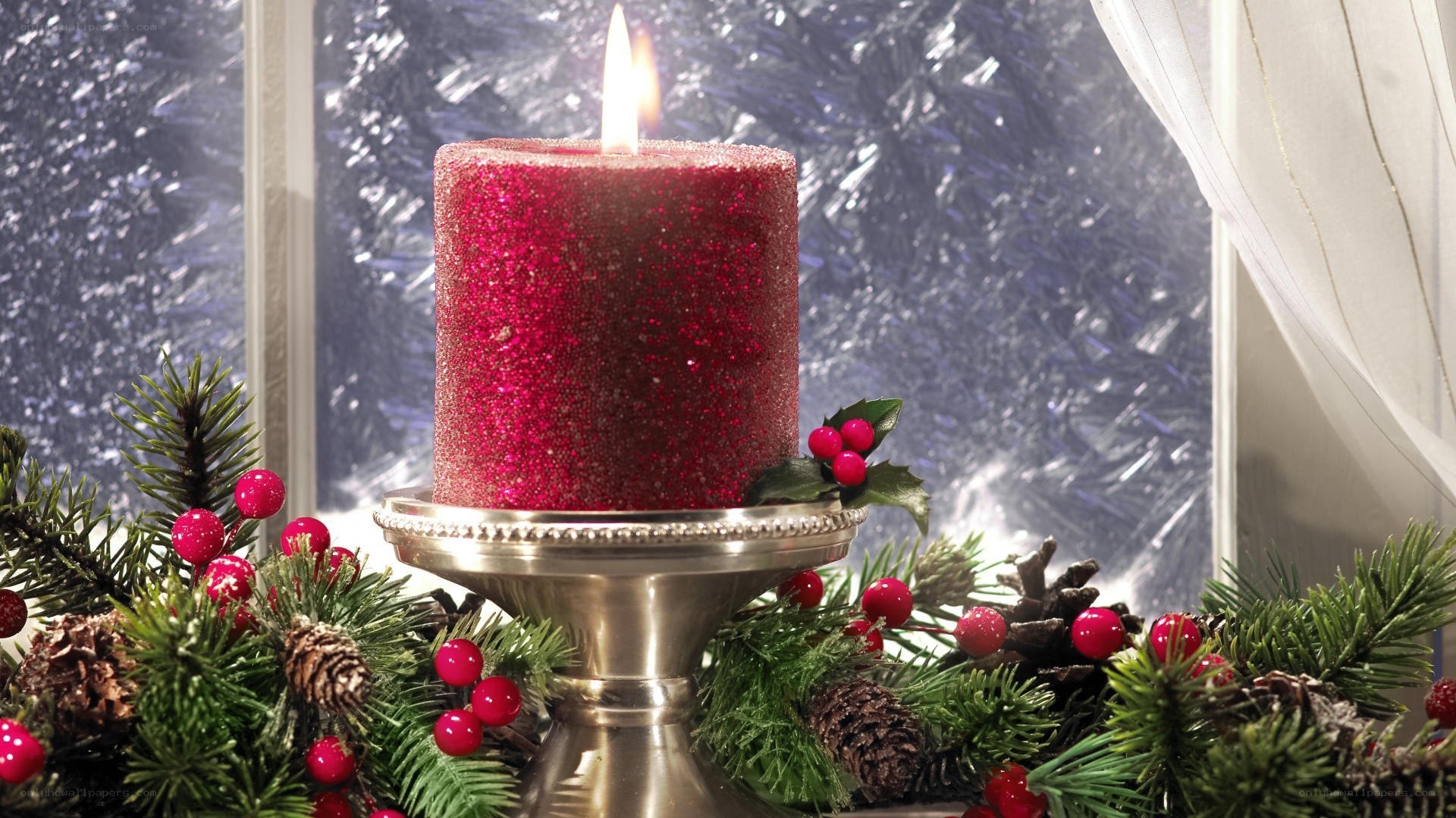 glitter candle on holiday display