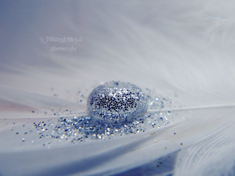 Glitter-covered Water Droplet