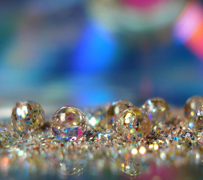 Glitter-covered Water Droplets