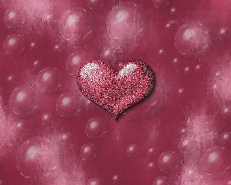 glitter heart with bubbles