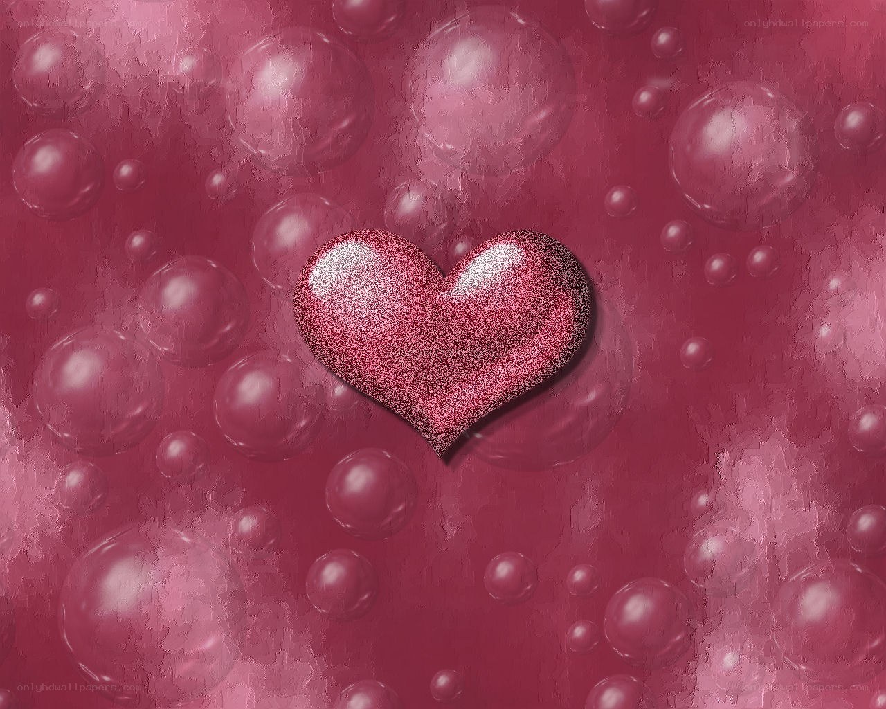 glitter heart with bubbles