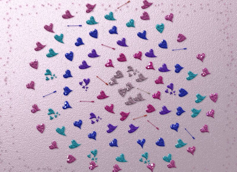 Glitter Hearts and Arrows