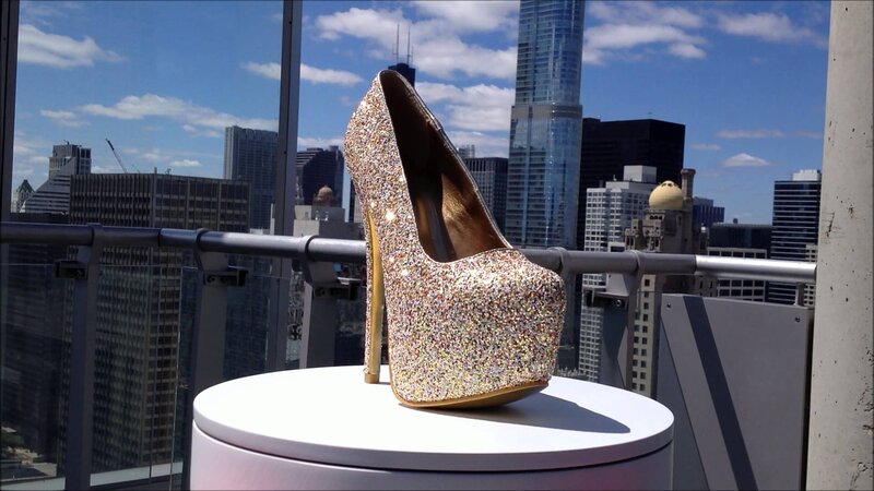 Glitter High-heeled Shoe — Gold