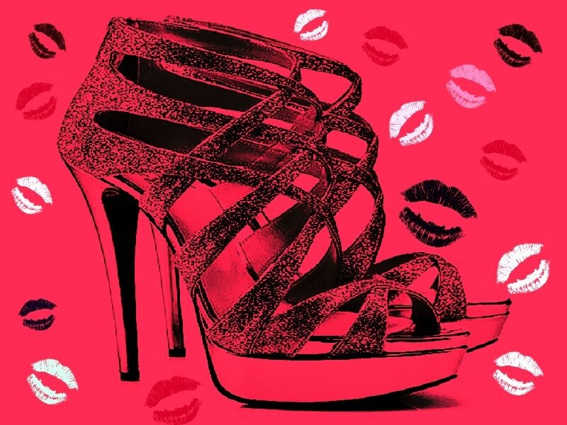 Glitter High-heeled Shoe — Red