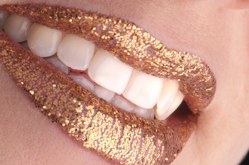 glitter lips close-up