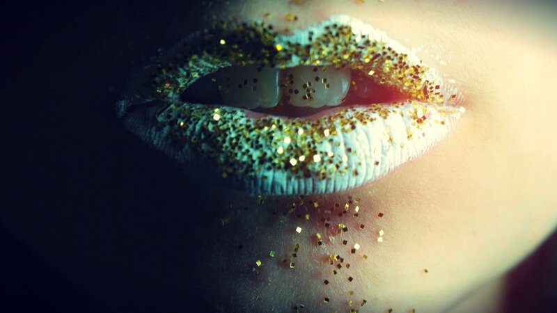 glitter lips close-up