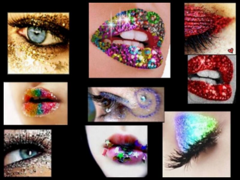 glitter makeup collage