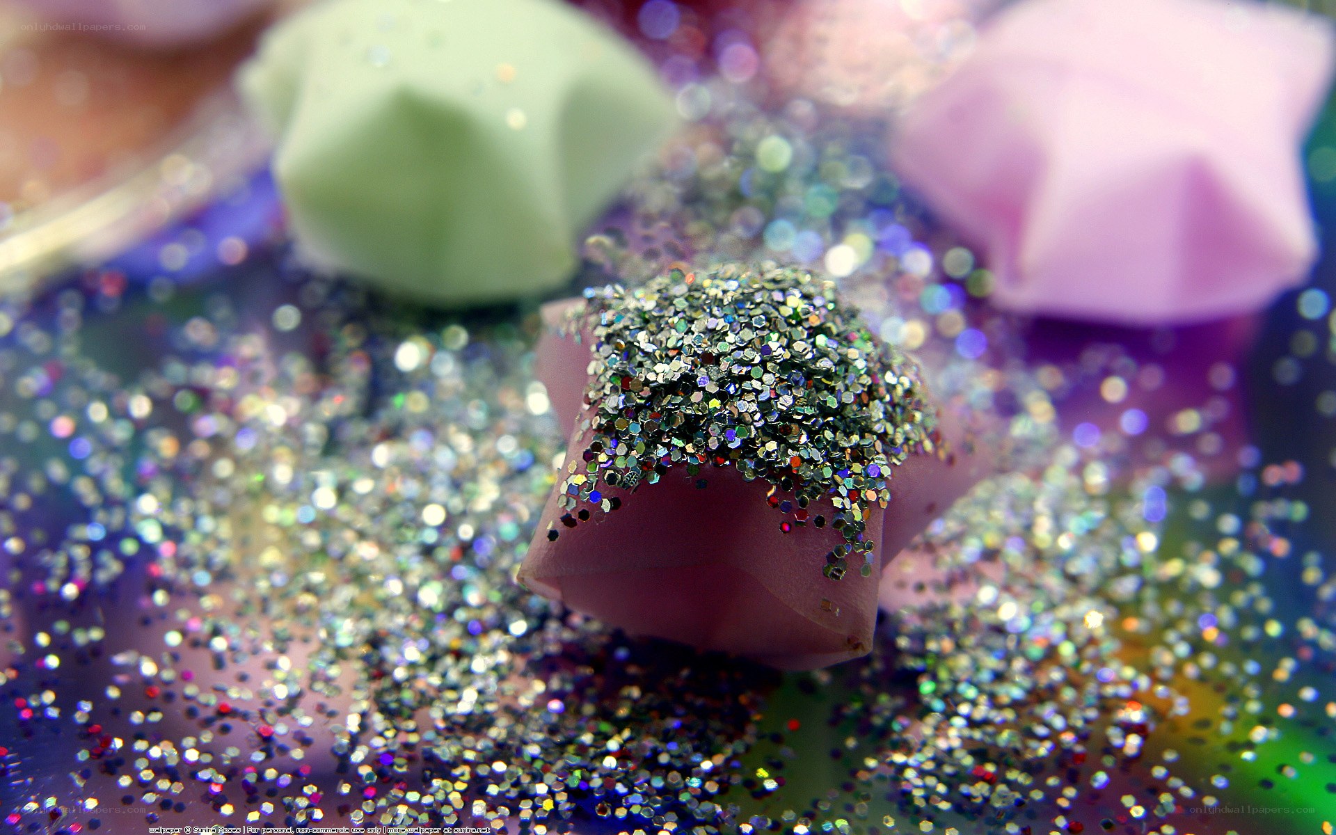 glitter origami stars