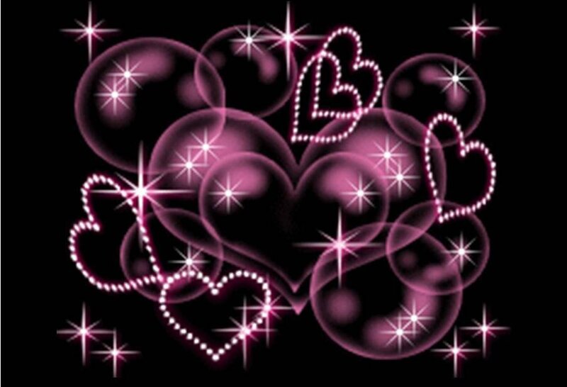 glittering pink hearts and stars
