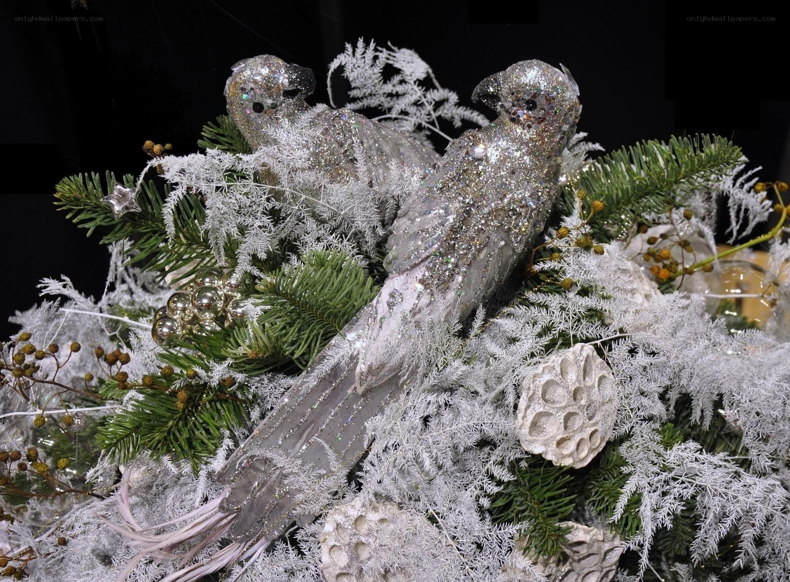 glittery bird holiday arrangement