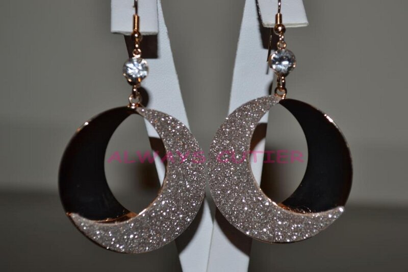 Glittery Crescent Earrings