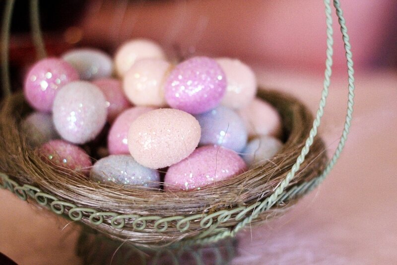 Glittery Eggs in Nest