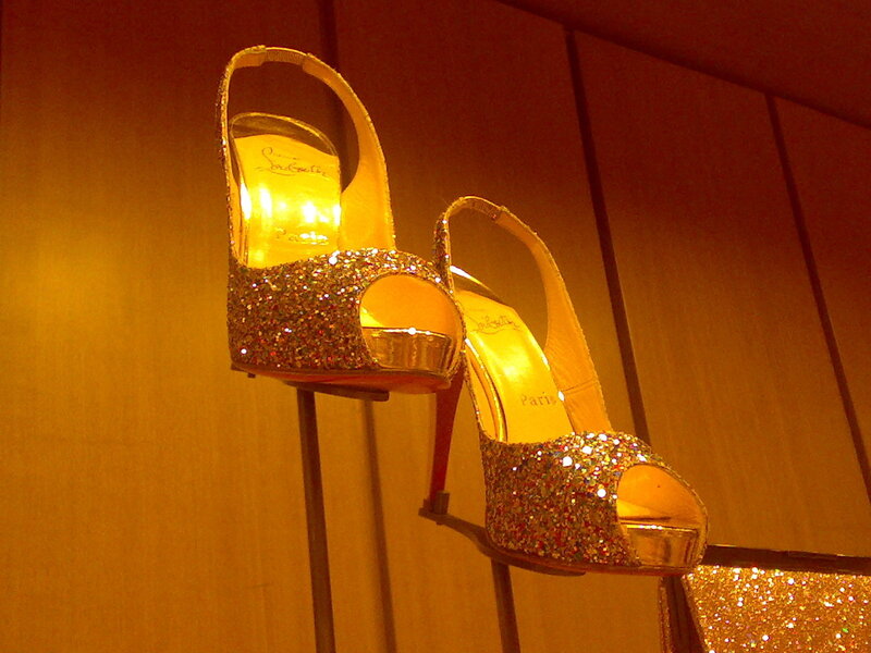 glittery gold high heels