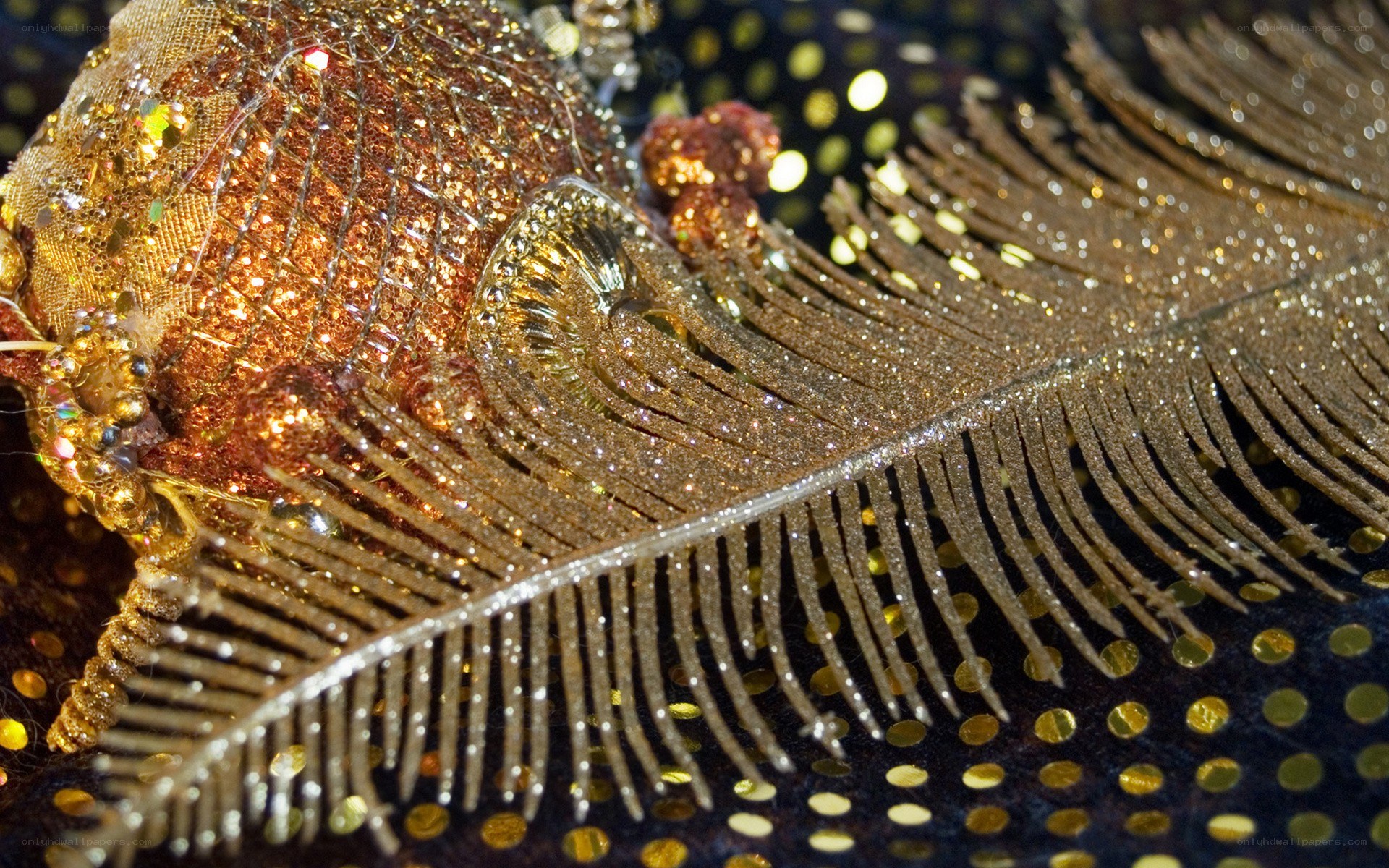 glittery golden feather decoration