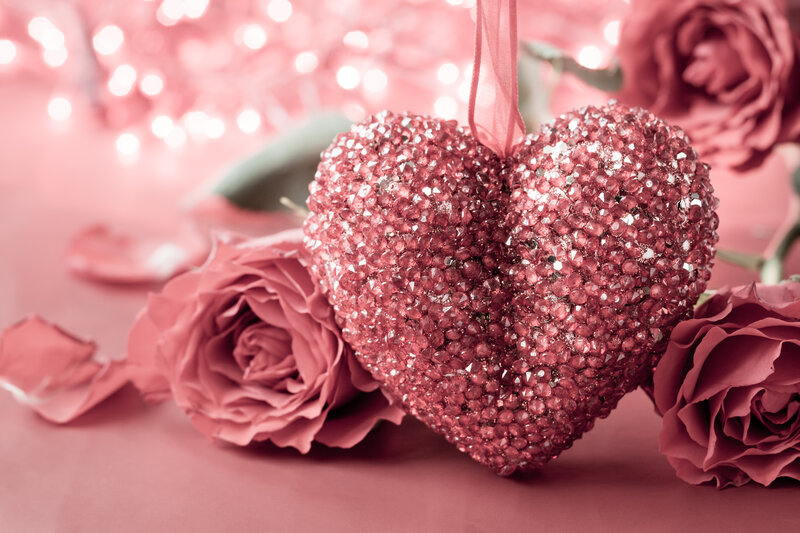 Glittery Heart Ornament — Pink