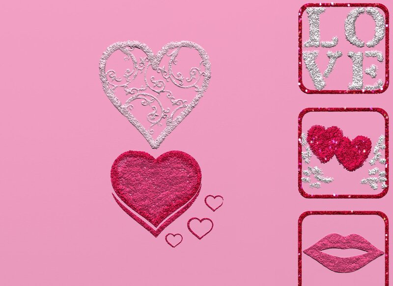Glittery Hearts and Lips