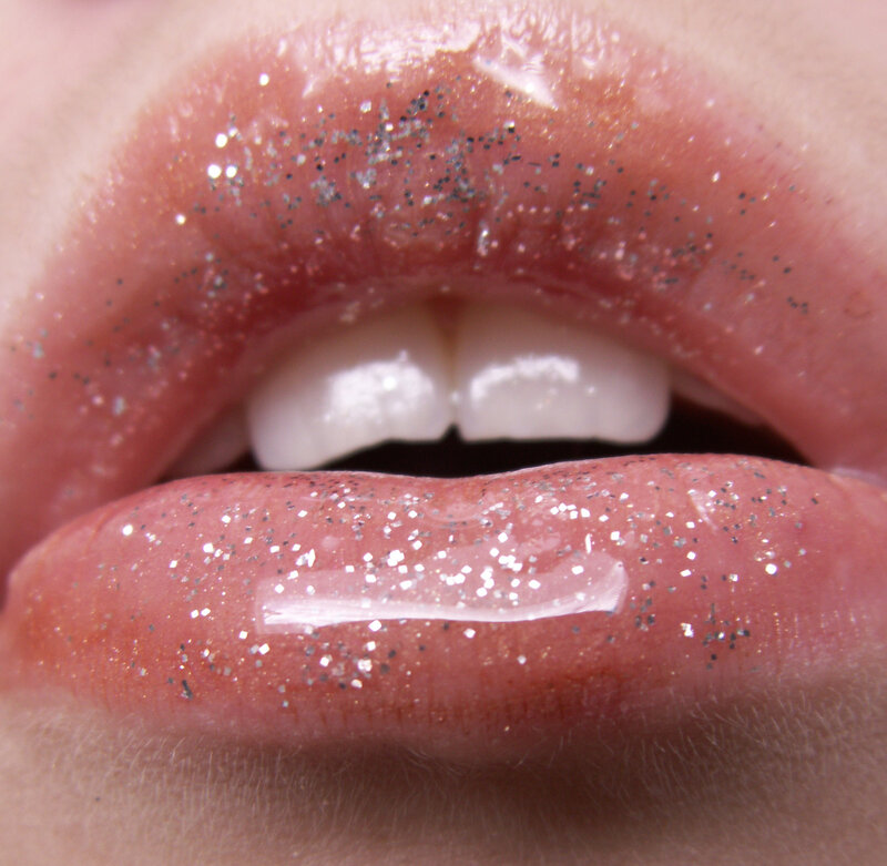 glittery lips close-up