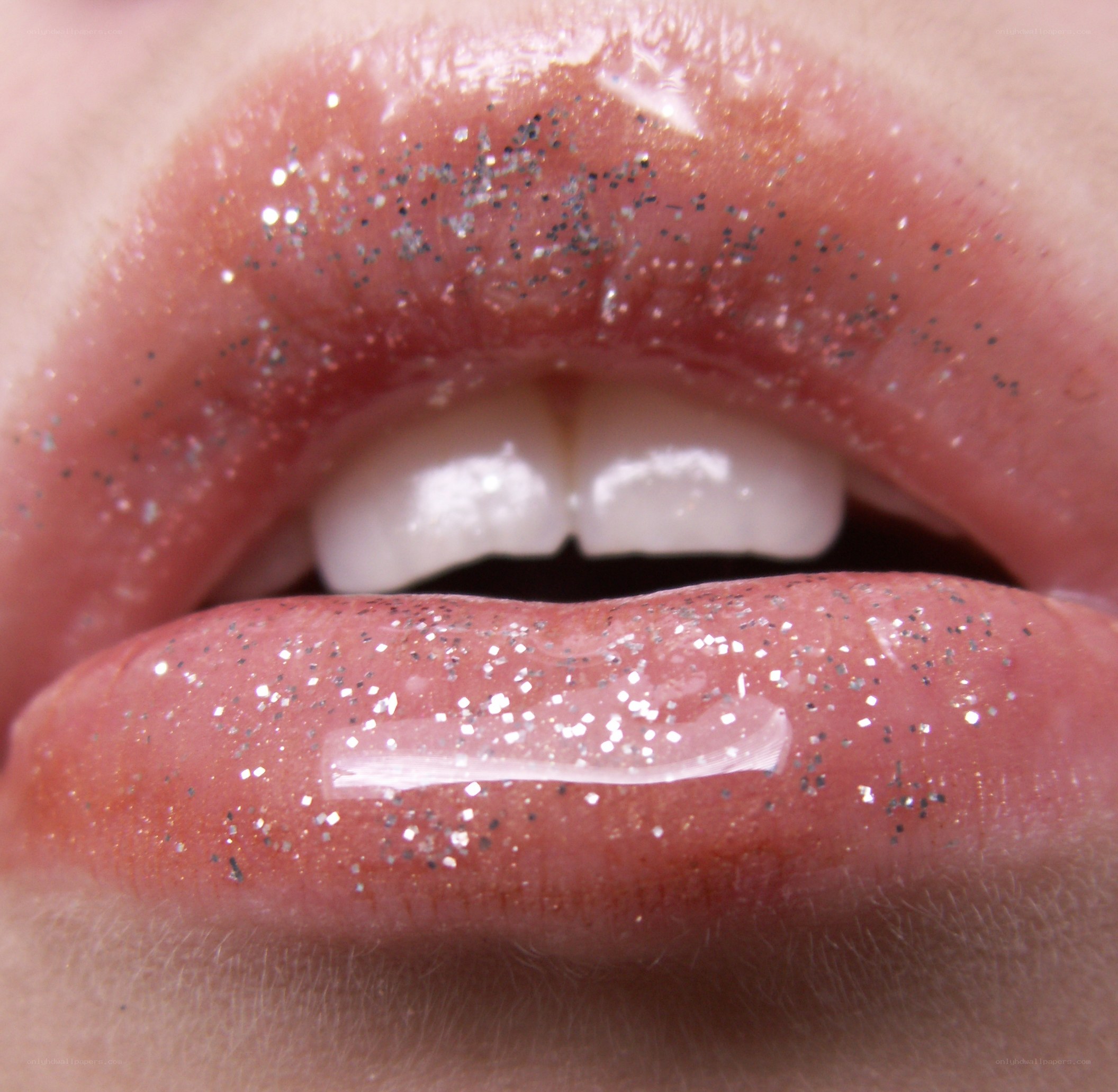 glittery lips close-up
