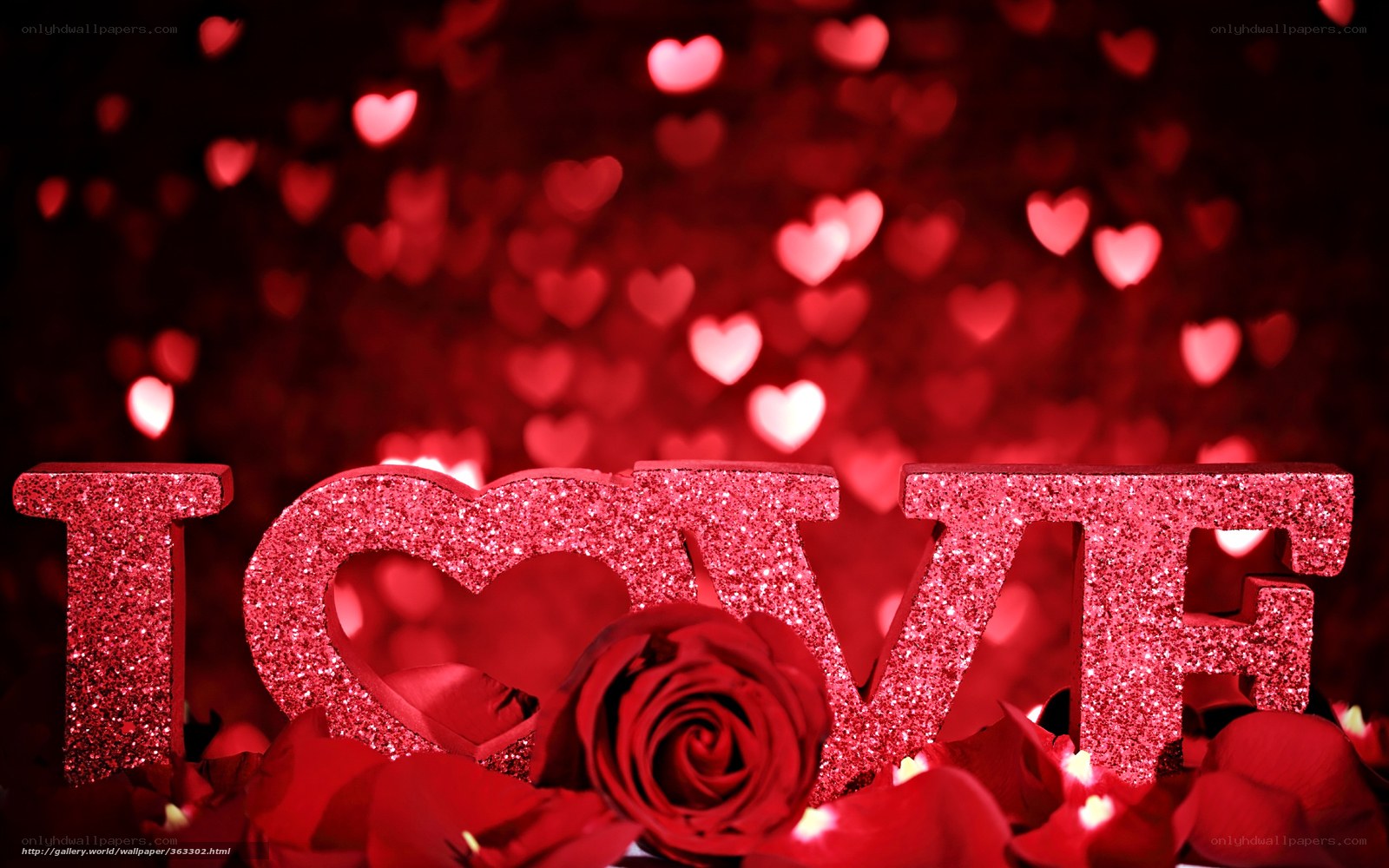 glittery love letters with rose