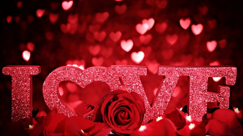 glittery love with rose