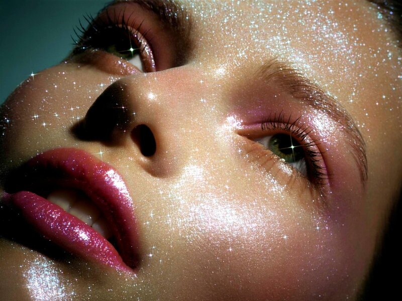 glittery makeup close-up