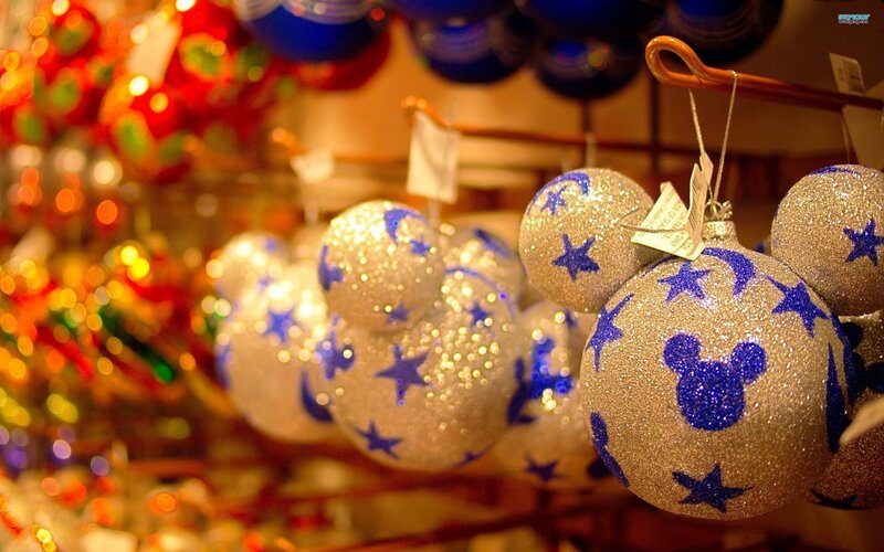 Glittery Mickey Mouse Ornaments — Gold, Festive