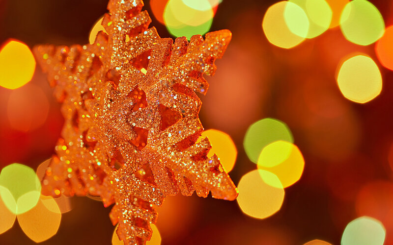 Glittery Orange Snowflake — Festive