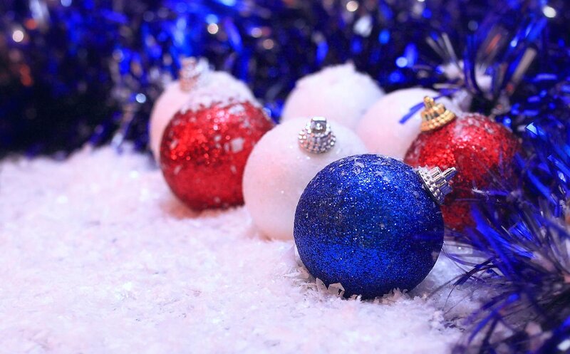 Glittery Ornaments in Snow