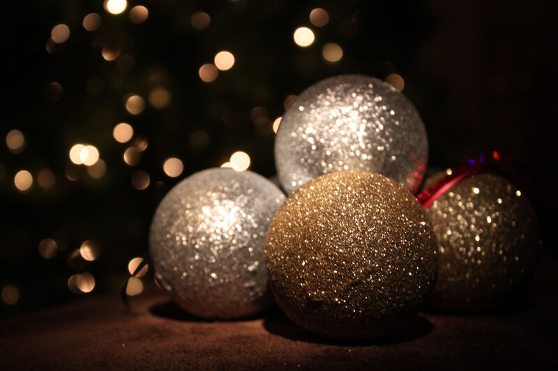 Glittery Ornaments on Surface