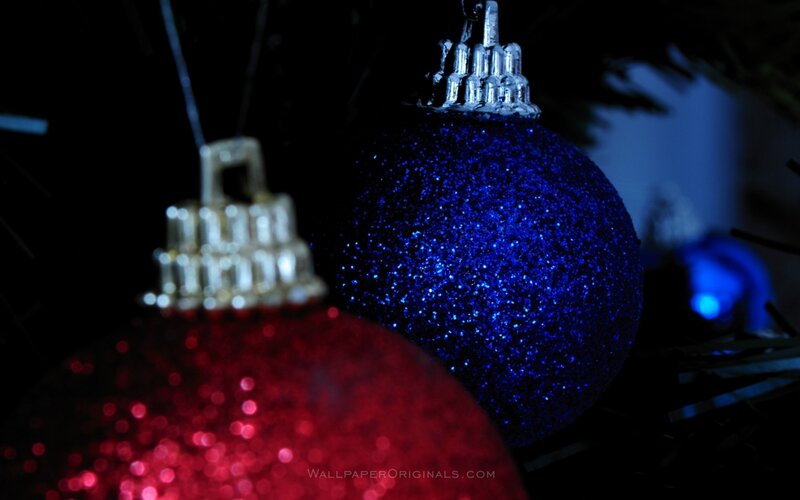 glittery ornaments on tree