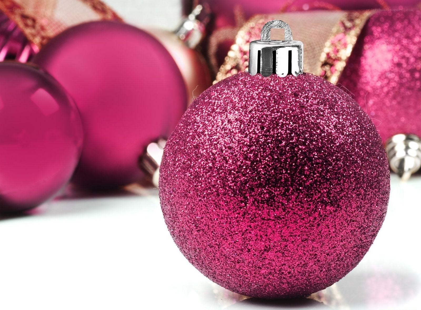 glittery pink ornaments